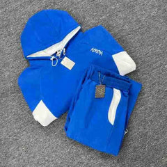 Mertra Contrast Colorblock Fleece Tracksuit Set - Royal Blue/White