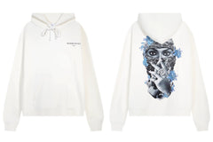 IH NOM UH NIT Blue Floral Mask Back Print Hoodie - Off-White