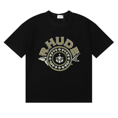 RHUDE Crest & Logo Graphic Print T-Shirt - Black