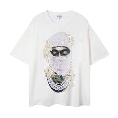 IH NOM UH NIT Pearl Mask & Floral Portrait Graphic Tee - Off-White