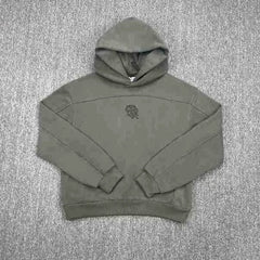 Mertra Seam-Detailed Emblem Hoodie - Olive Grey