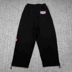 Mertra Monogram Lined Straight-Leg Sweatpants - Black/Pink