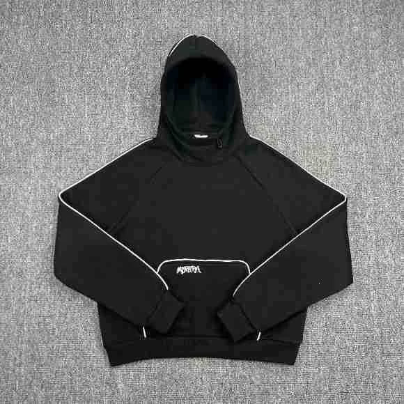 Mertra Piping Detail Fleece Hoodie - Black