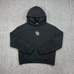 Mertra Seam-Detailed Emblem Hoodie - Black