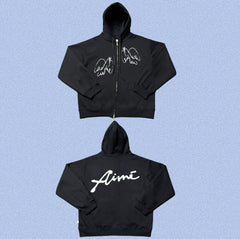 Aimé Leon Dore Angel Wing Cursive Zip-Up Hoodie - Black