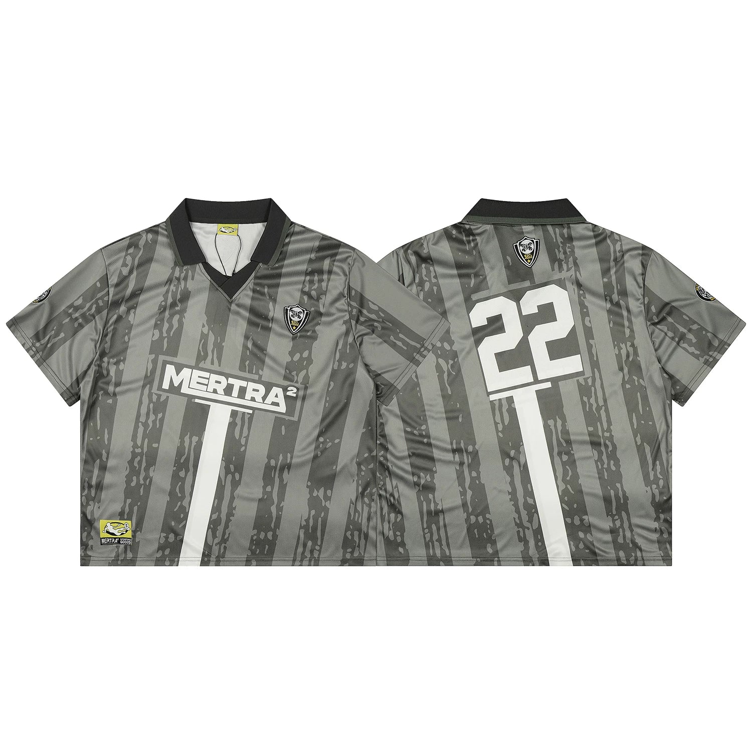 Mertra Vintage Patterned Soccer Jersey - Grey/Black