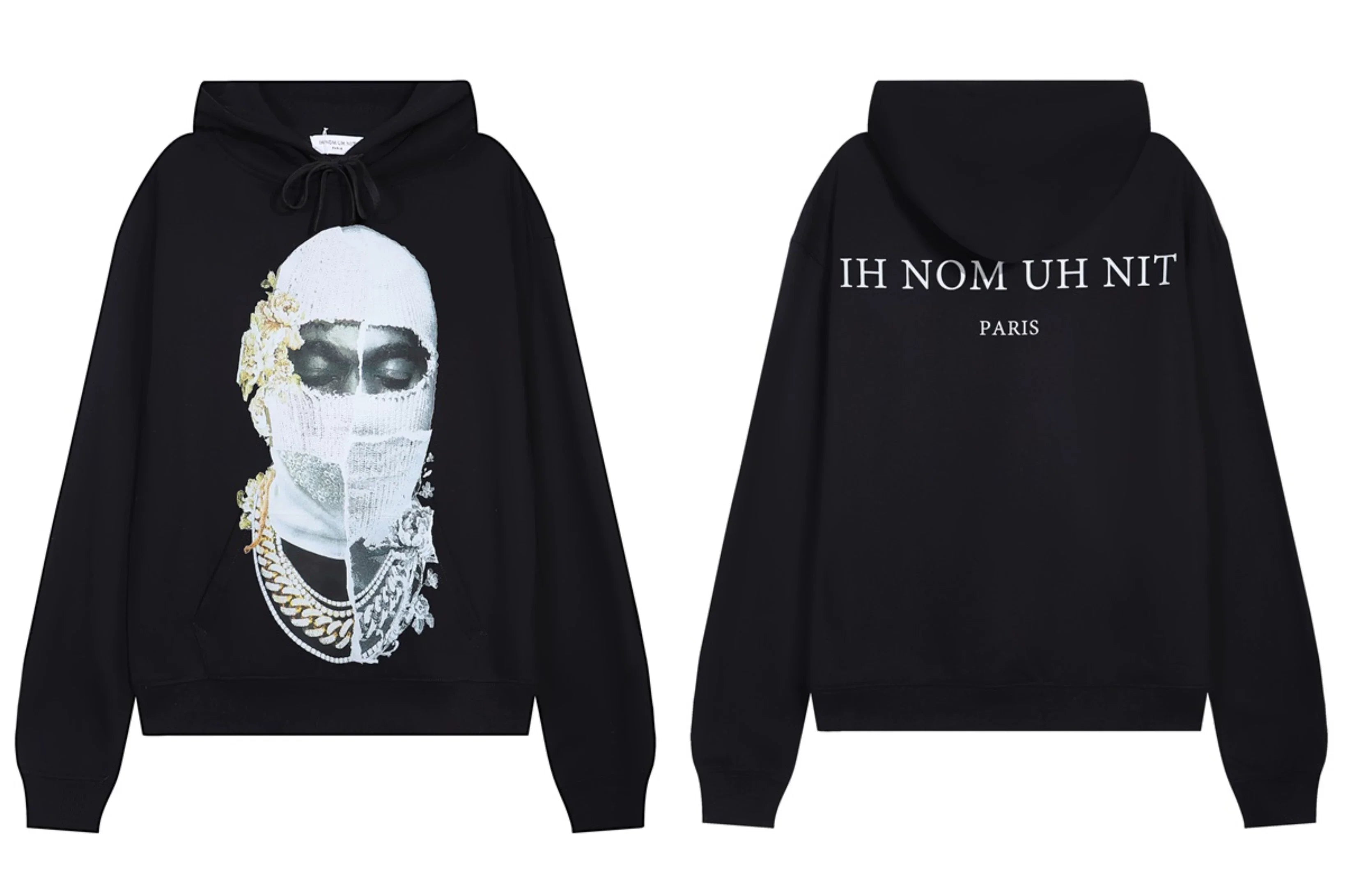 IH NOM UH NIT Gold Accented Mask Hoodie - Black