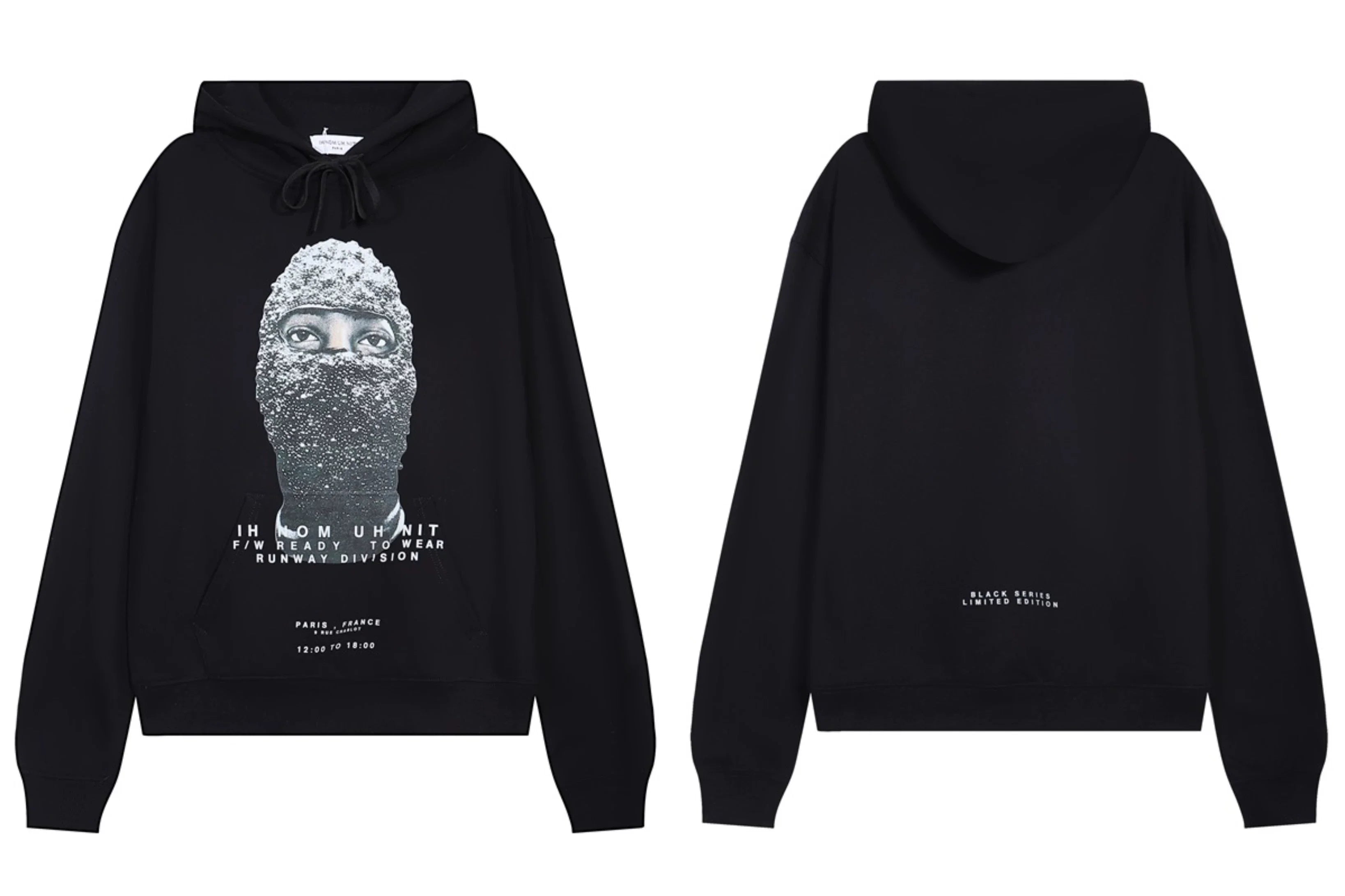 IH NOM UH NIT Rhinestone Mask Hoodie - Black