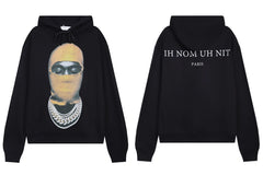 IH NOM UH NIT Yellow Mask Cuban Link Hoodie - Black