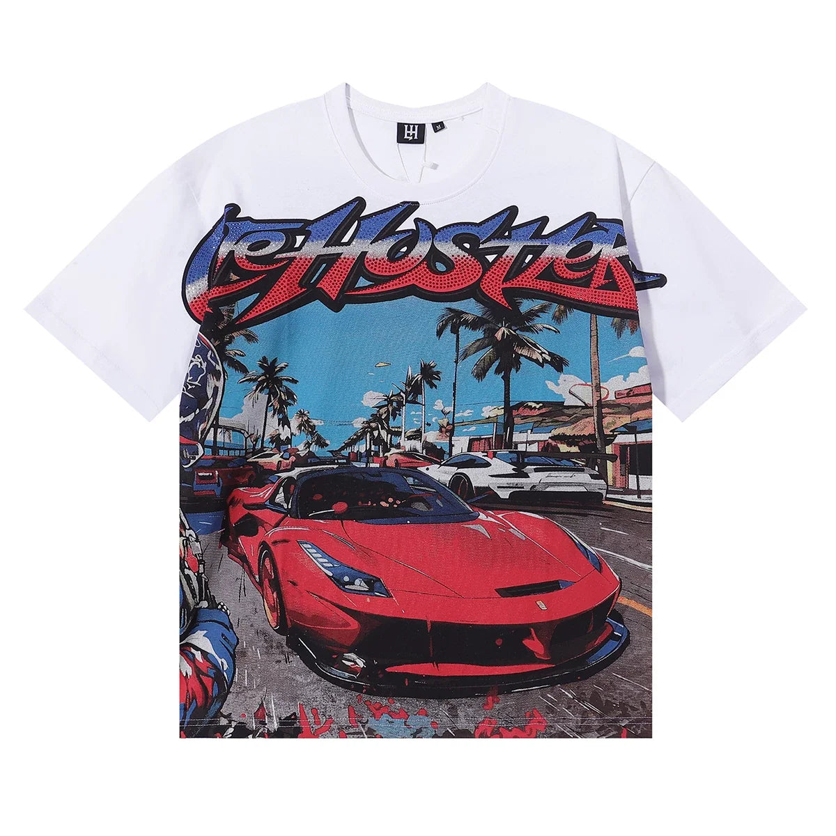 Life Hustlers Supercar Racing Graphic Tee - White
