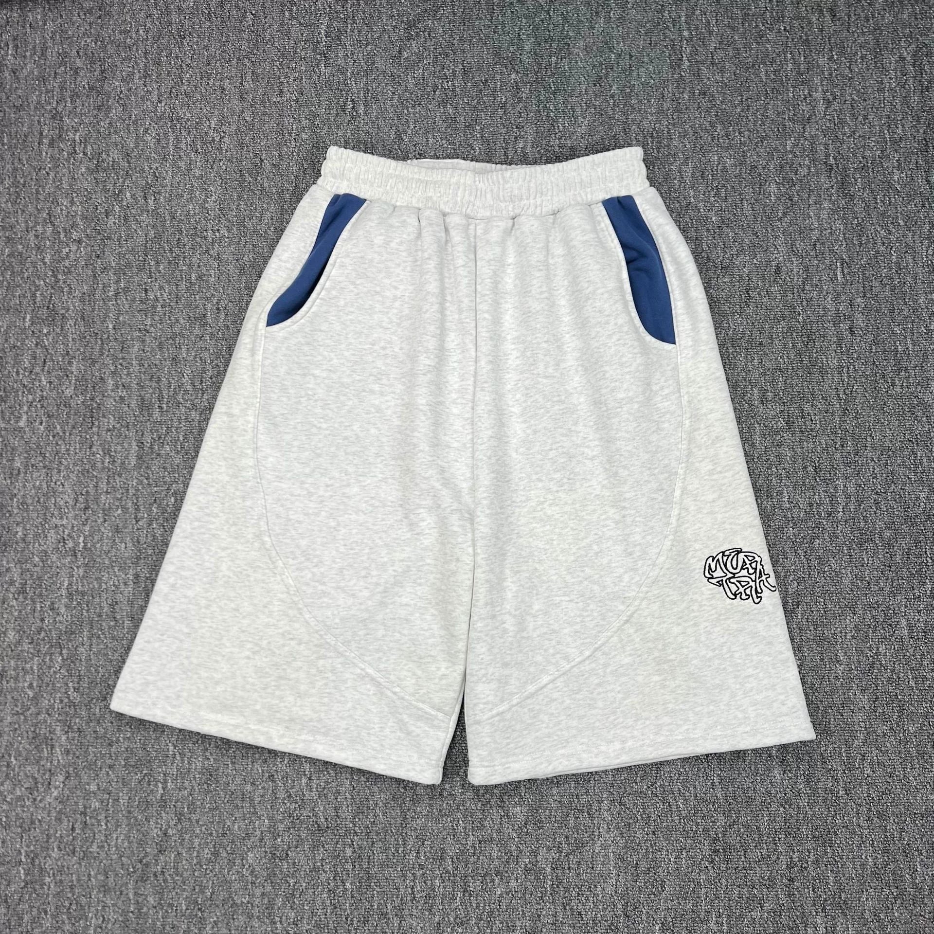 Mertra Contrast Pocket Sweat Shorts - Light Grey/Blue
