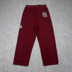 Mertra Contrast Pocket Straight-Leg Sweatpants - Burgundy/White