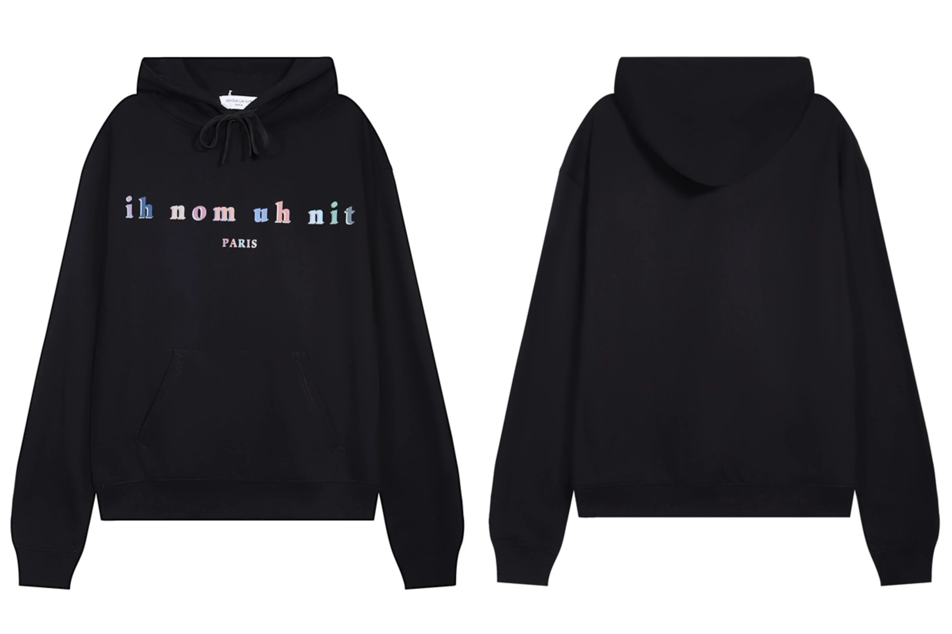 IH NOM UH NIT Colorful Lettering Small Logo Hoodie - Black