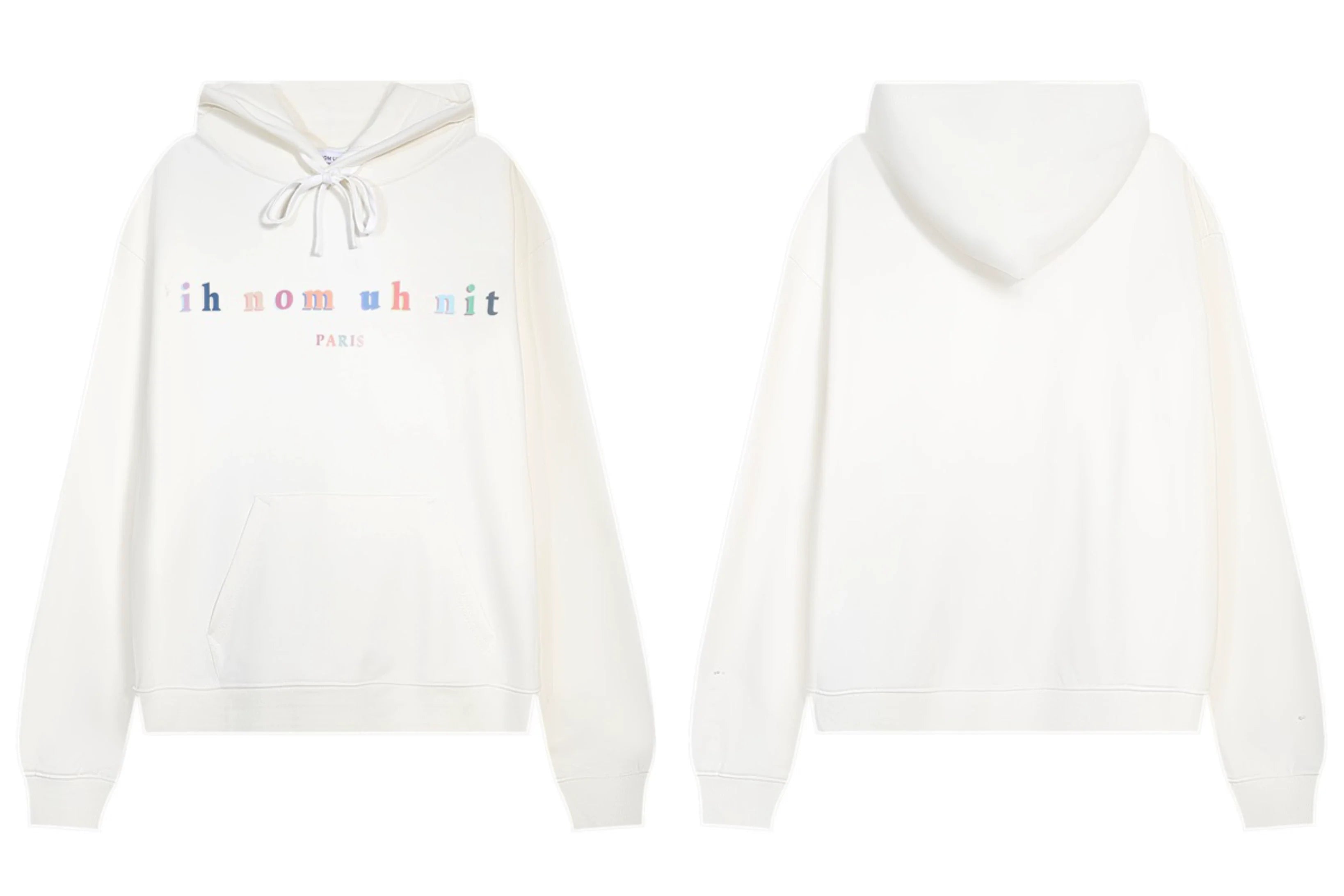 IH NOM UH NIT Colorful Lettering Small Logo Hoodie - Off-White
