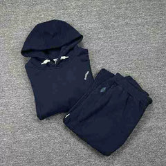 Mertra Minimalist Fleece Tracksuit Set - Navy Blue